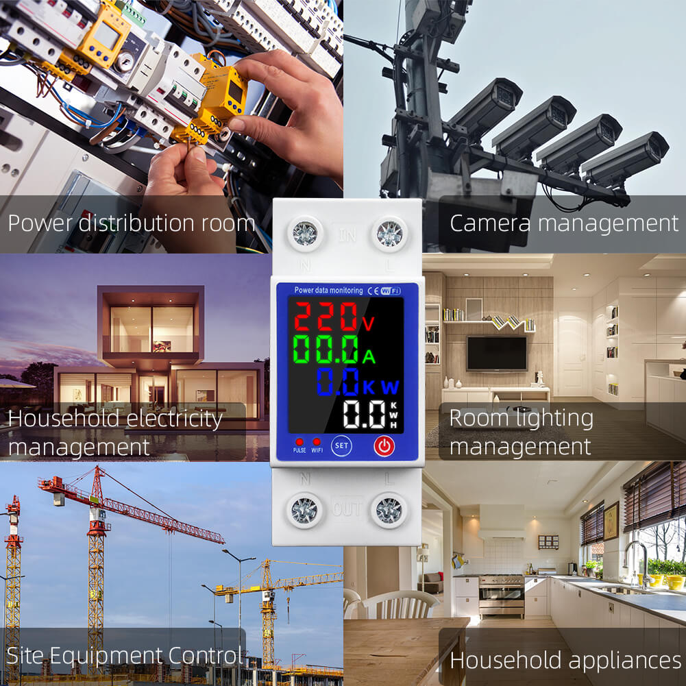 RMshebei Wifi Circuit Breaker Tuya Smart Prepaid Energy Meter with Leakage Protection 63A All Can be Queried Every Hour by APP