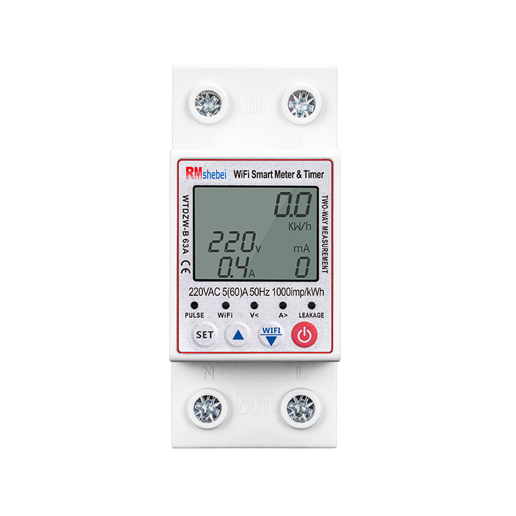 RMshebei Tuya WiFi LCD with backlight wireless smart photovoltaic two-way metering switch protection circuit breaker