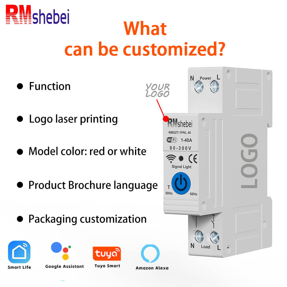 RMshebei Smart Life 1P 63A Mini Remote Control WIFI Timer 220V Circuit Breakers 6ka mcb automatic switch and wifi remote