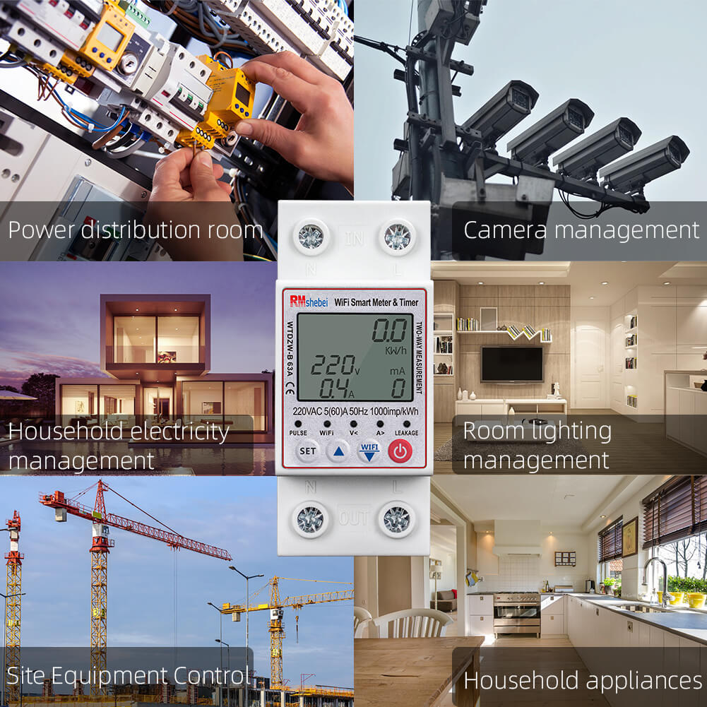 Tuya 63A Mini Smart WiFi Metering Breaker Timer 220V Bidirectional Photovoltaic Backlight 6ka Earth Leakage Two-Way 2P