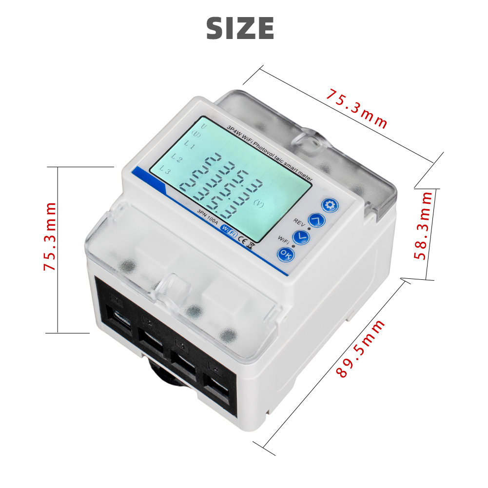 RMshebei 3 Phase 4 Wire TUYA WIFI Smart Energy Meter Circuit Breaker Phase Failure Protection App Remote Control Mobile Phone