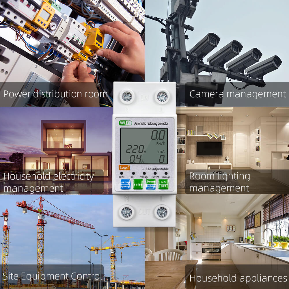 RMshebei 63A 1P+N Wifi MCB Smart Circuit Breaker with Electricity Metering Over load Protection Timer Relay for Smart Home 220v