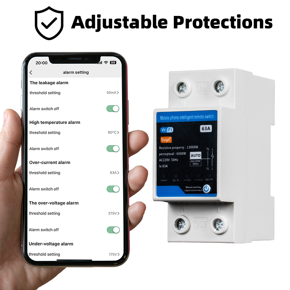 Tuya WiFi Smart Overvoltage and Undervoltage Protection Circuit Breaker