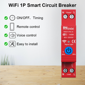RMshebei 63A Tuya Single Phase WIFI/Zigbee Smart Circuit Breaker Switch DIN Rail for Smart Home Remote Control Switch by APP