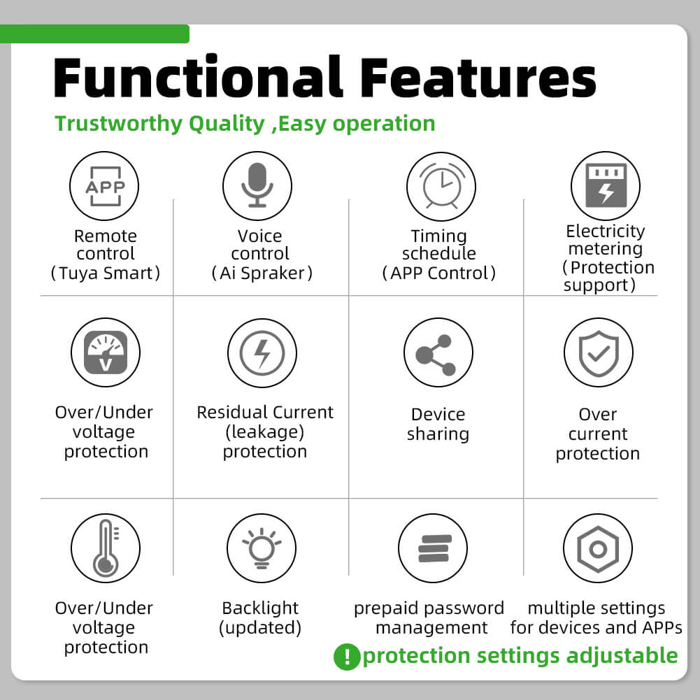 RMshebei Wifi Circuit Breaker Tuya Smart Prepaid Energy Meter with Leakage Protection 63A All Can be Queried Every Hour by APP