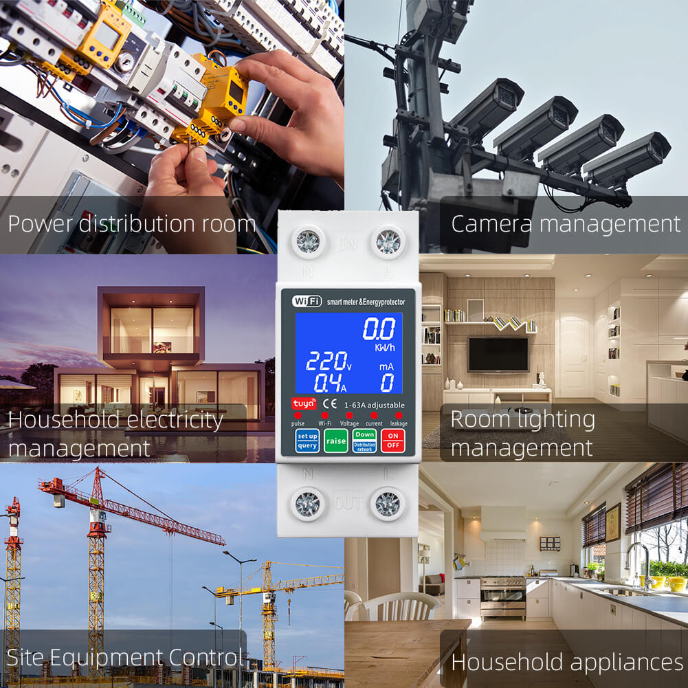 RMshebei Smart Life Smart PV Circuit Breaker Tuya 220v Voltage Current Leakage Protection mcb automatic switch 63A wifi remote